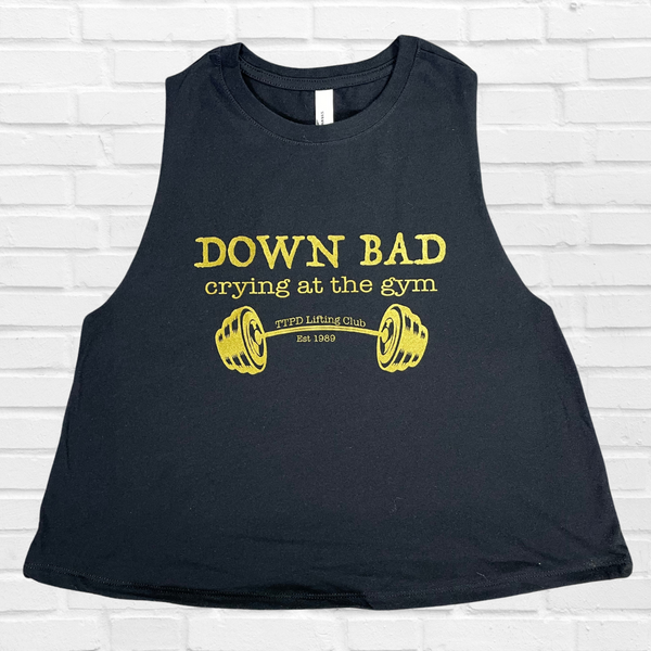 Down bad crying at the gym crop tank - Liberte Lifestyles Gym Tops