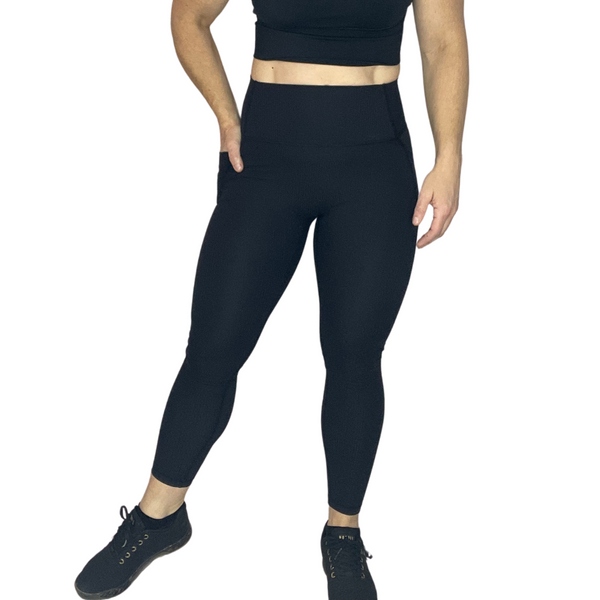 Black Ribbed 25" Lifestyle Leggings - FINAL SALE