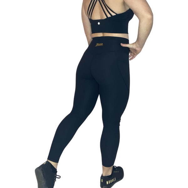 Black Ribbed 25" Lifestyle Leggings - FINAL SALE