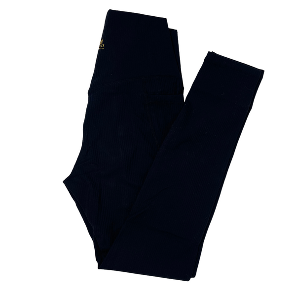 Black Ribbed 25" Lifestyle Leggings - FINAL SALE