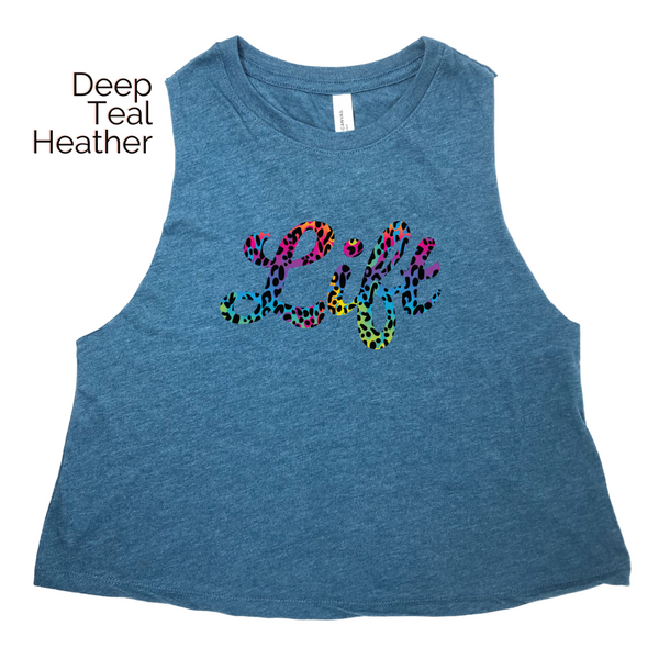 Lift Rainbow leopard crop tank - Liberte Lifestyles Fitness Apparel