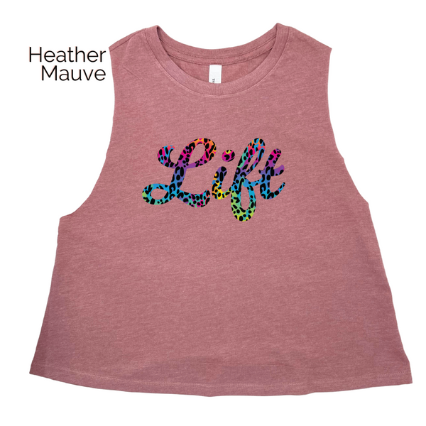 Lift Rainbow leopard crop tank - Liberte Lifestyles Fitness Apparel