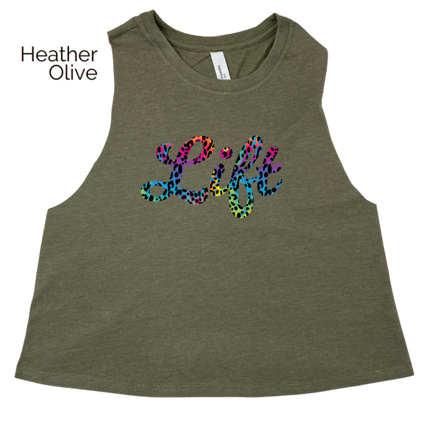 Lift Rainbow leopard crop tank - Liberte Lifestyles Fitness Apparel