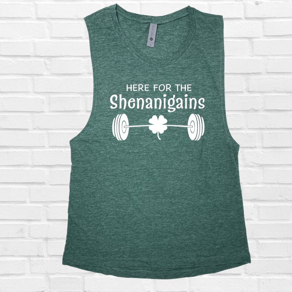 Shenanigains Muscle Tank - Pine - FINAL SALE