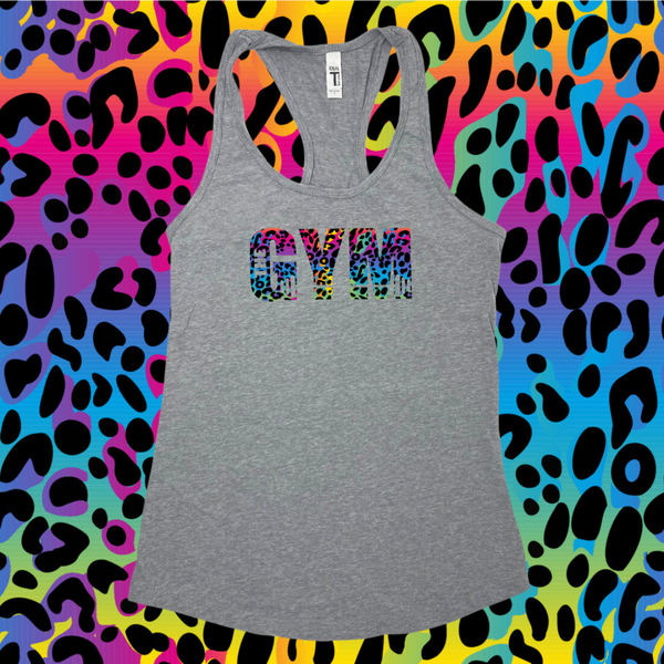 The Gym Rainbow Leopard Racerback tank - Liberte Lifestyles Fitness apparel