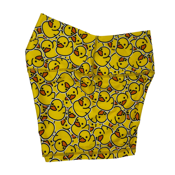 HAPPY GO DUCKY 3" SHORTS - RUBBER DUCKY YELLOW GYM SHORTS