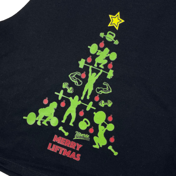 Liberte Lifestyles Gym fitness apparel - gym Christmas merry liftmas tank crop