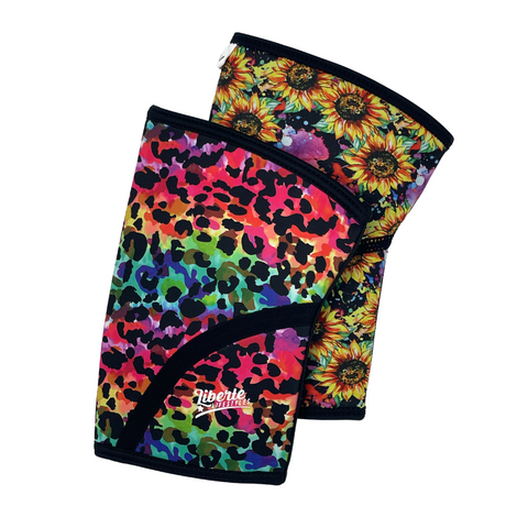 Liberte Lifestyles Knee Sleeves and Fitness Accessories for Crossfit weightlifting powerlifting - rainbow leopard sunflower