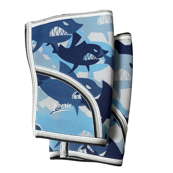 5mm Shark Print Knee Sleeves (Pair) - FINAL SALE