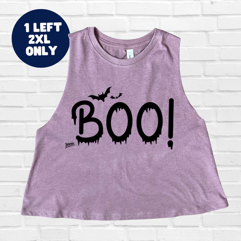 Boo! Crop Tank - HEATHER ORCHID - FINAL SALE - 2XL ONLY