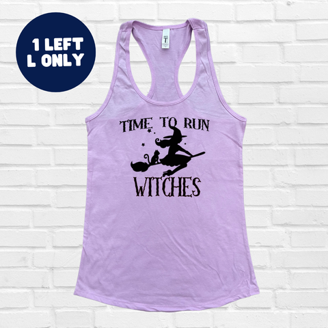 Time to Run Witches Racerback Tank - Lilac - L ONLY - FINAL SALE
