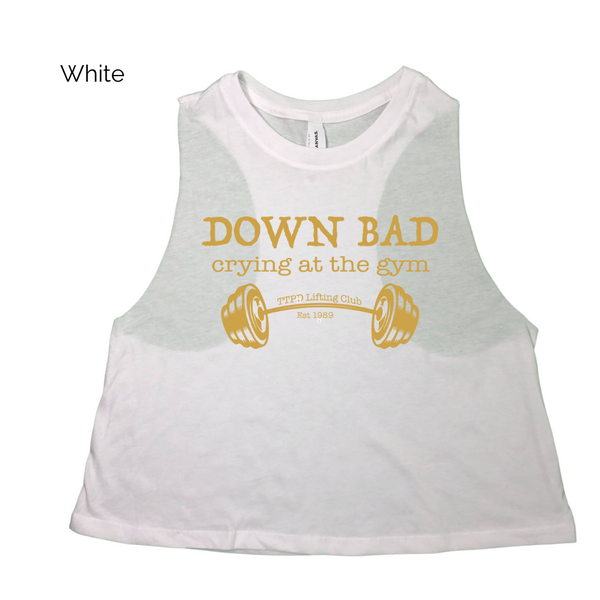 Down bad crying at the gym crop tank - Liberte Lifestyles Gym Tops