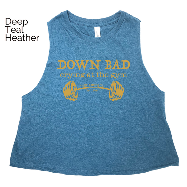 Down bad crying at the gym crop tank - Liberte Lifestyles Gym Tops