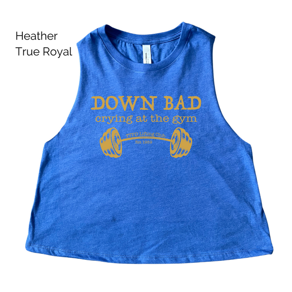 Down bad crying at the gym crop tank - Liberte Lifestyles Gym Tops