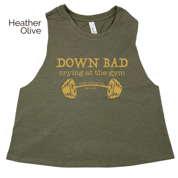 Down bad crying at the gym crop tank - Liberte Lifestyles Gym Tops