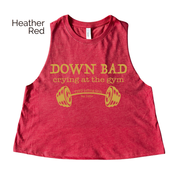 Down bad crying at the gym crop tank - Liberte Lifestyles Gym Tops