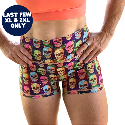 Frosted Skulls 3" Sporty Shorts - FINAL SALE - XL & 2XL ONLY