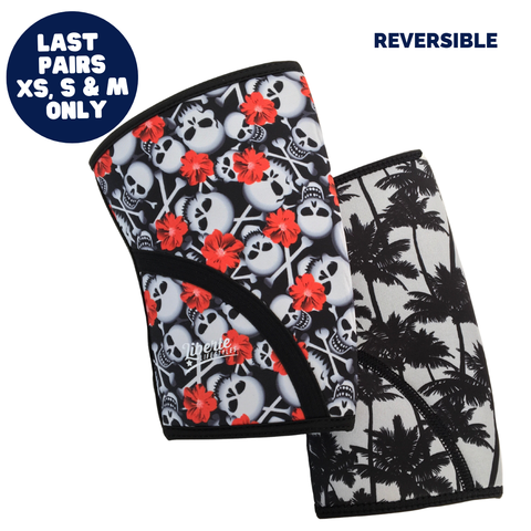 5mm Reversible Hibiscus Skull/Palm Beach Print Knee Sleeves (Pair) - FINAL SALE - XS,S & M ONLY