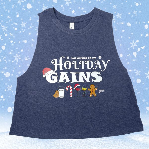 Holiday Gains Crop Tank - Heather Navy - FINAL SALE