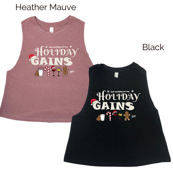 Holiday gains crop tank - Liberte Lifestyles Christmas workout tanks