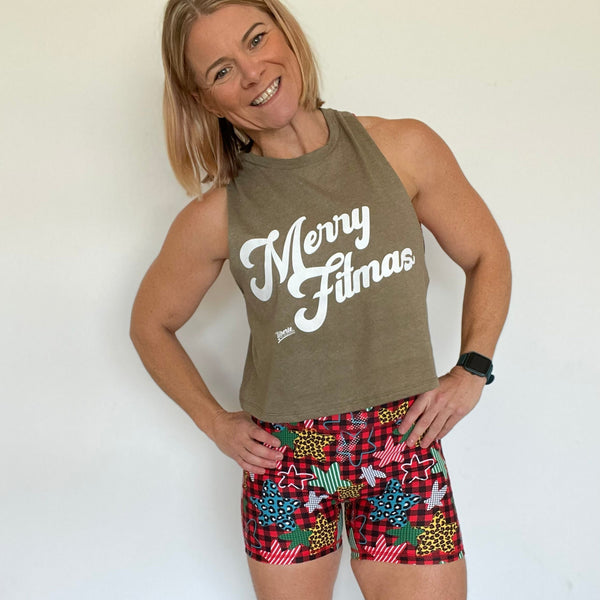 Merry fitmas crop tank - Liberte Lifestyles Christmas workout tanks