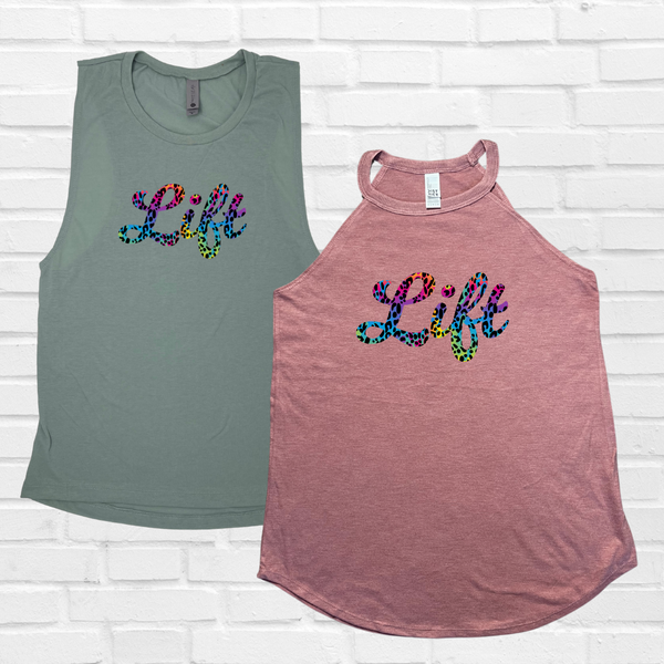 Lift Rainbow Leopard Tank - Liberte Lifestyles Fitness Tanks and Tees