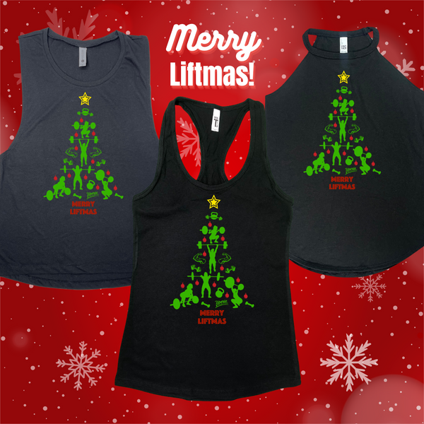 Merry Liftmas Tank - Christmas Tree Workout Tank - Liberte Lifestyles Holiday Fitness Tanks