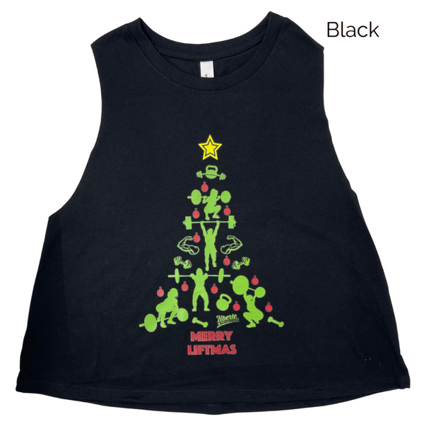 Merry Liftmas Crop Tank - Liberte Lifestyles Holiday workout tanks