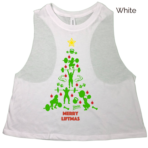 Merry Liftmas Crop Tank - Liberte Lifestyles Holiday workout tanks