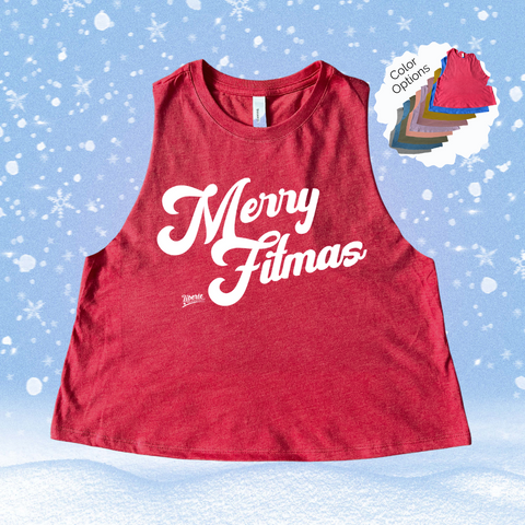 Merry fitmas crop tank - Liberte Lifestyles Christmas workout tanks