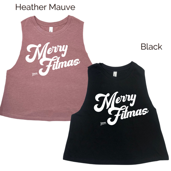 Merry fitmas crop tank - Liberte Lifestyles Christmas workout tanks