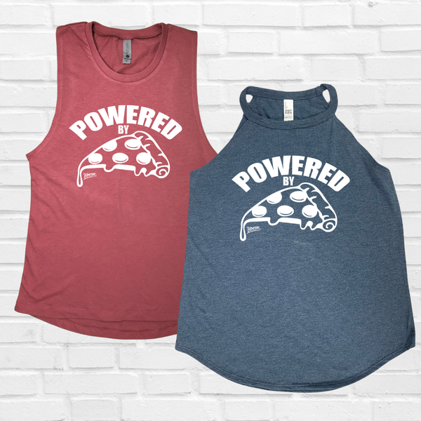 Powered by pizza tank - Liberte Lifestyles Workout tanks