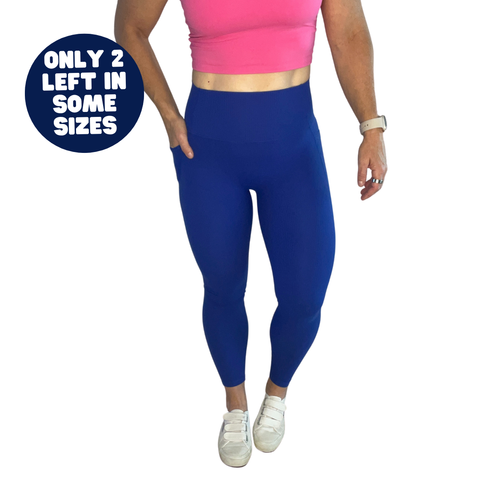 Royal Blue Ribbed 25" Lifestyle Leggings - FINAL SALE