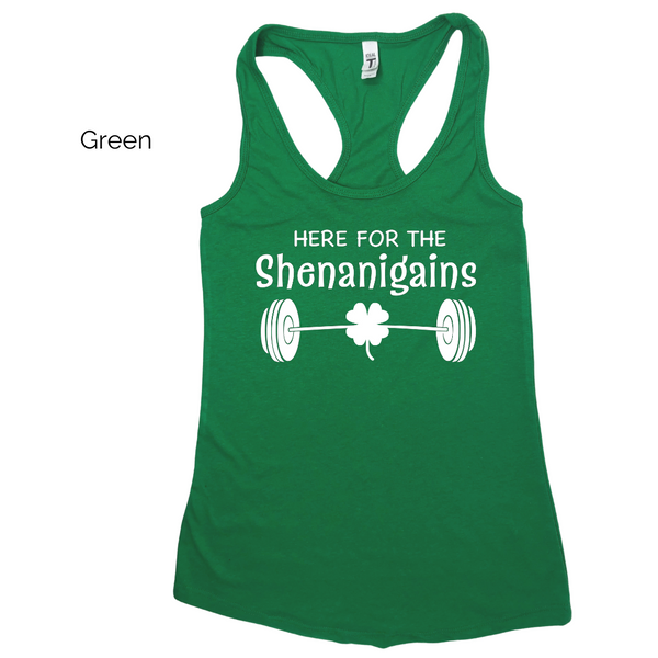 Her for the shenanigains racerback tank - st patricks day workout top - Liberte Lifestyles