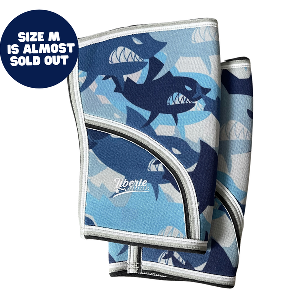 5mm Shark Print Knee Sleeves (Pair) - FINAL SALE