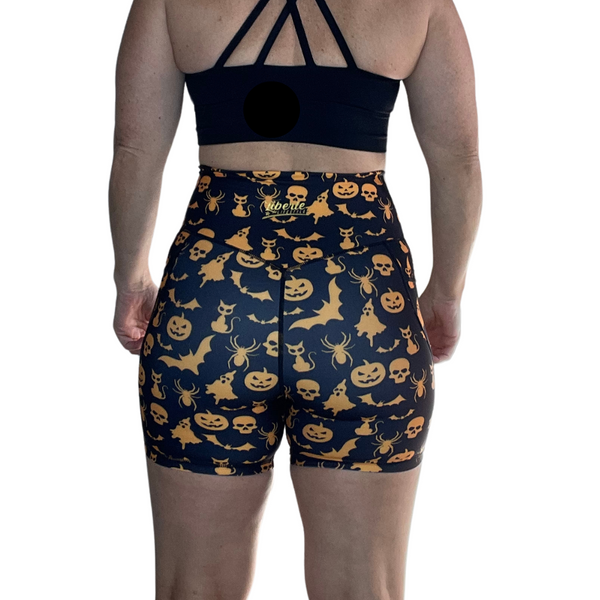 Spooktacular 5" Lifestyle Shorts - halloween gym shorts - black and orange halloween shorts