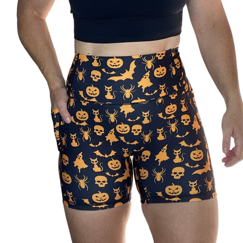 Spooktacular 5" Lifestyle Shorts - halloween gym shorts - black and orange halloween shorts