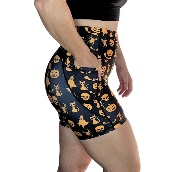 Spooktacular 5" Lifestyle Shorts - halloween gym shorts - black and orange halloween shorts