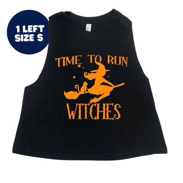 Time to Run Witches Crop Tank - FINAL SALE - Black - S only