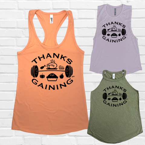 Thanksgaining Tank - Thanksgiving gym tank - Liberte Lifestyles Fitness tops