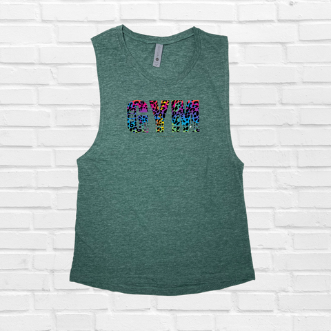 The Gym Rainbow Leopard Muscle Tank