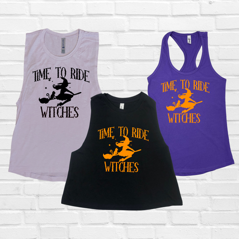 Time to Ride Witches Tank - spinning peloton cycle halloween tank