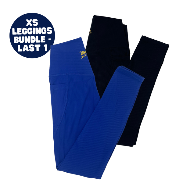 XS Leggings Bundle - Black & Royal Blue Ribbed 25"