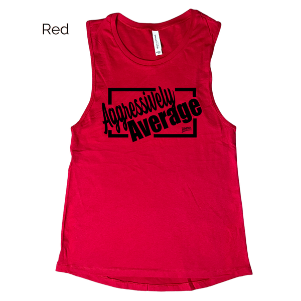 Aggressively Average Muscle Tank - Red - FINAL SALE - M, L & 2XL only