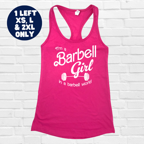 Barbell Girl Racerback Tank - Raspberry Pink - FINAL SALE - XS, L & 2XL ONLY