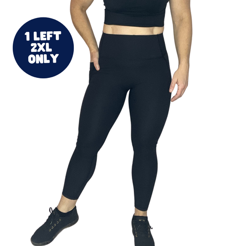 Black Ribbed 25" Lifestyle Leggings - FINAL SALE - 2XL ONLY