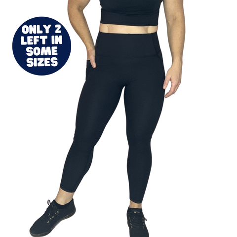 Black Ribbed 25" Lifestyle Leggings - FINAL SALE