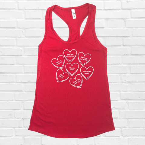 Conversation Hearts Racerback Tank - Red - FINAL SALE
