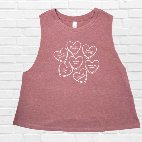 Conversation Hearts Crop Tank