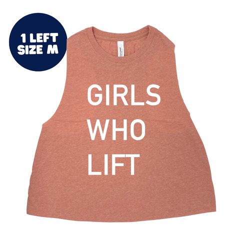 Girls Who Lift Crop Tank - FINALS SALE - Heather Sunset - M only